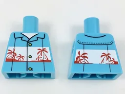 Torso Shirt with White Panel, Red Palm Trees Pattern / Medium Azure