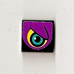 Tile 2 x 2 with Purple Eye Right Pattern (Sticker) - Set 8257
