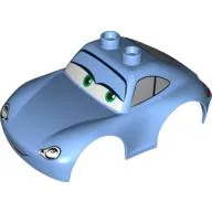 Duplo Car Body, 2 Top Studs, Sports Coupe with Cars Sally Print / Medium Blue