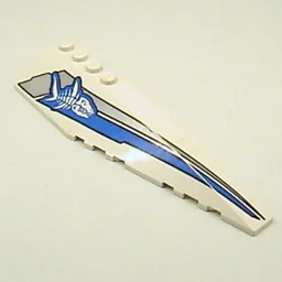 Brick Wedged, Curved 12 x 3 Right with Shark Skeleton and Blue and Silver Stripes Print / White