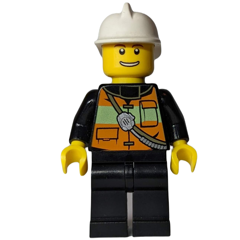 Lego Fireman with Orange Safety Vest