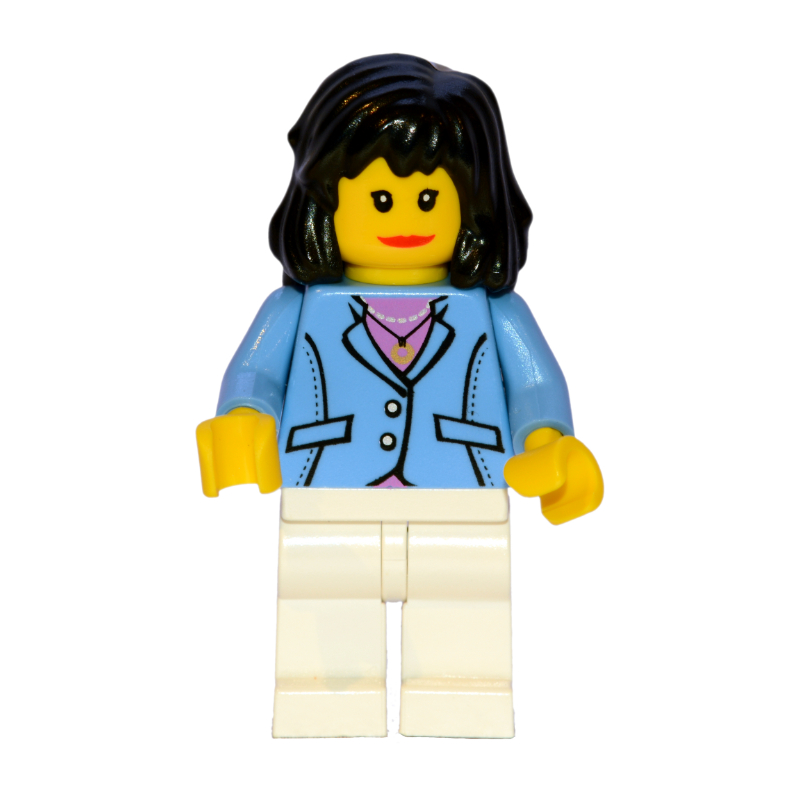 Lego Woman - Medium Blue Jacket, White Legs