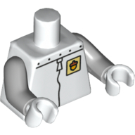 Lego Torso Spacesuit with Riveted Collar and Lime Acorn Badge Print (Sandy Cheeks), Light Bluish Gray Arms, White Hands / White