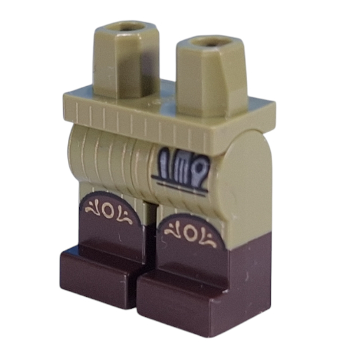 Lego Hips with Olive Green Legs and Dark Brown Boots Pattern with Gold Stripes, Decorations, Silver Tools in Pocket print / Olive Green