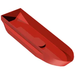 Boat Hull 51 x 12 x 6 with Side Bulges / Red