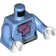 Lego Torso Jacket, Light Purple Scarf and Gray Belt Print, Medium Blue Arms, White Hands / Medium Blue