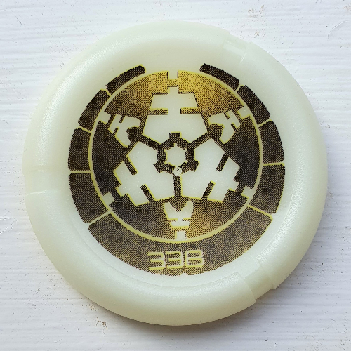 Lego Large Figure Throwing Disc, Kanoka, Po-Metru 338 Print / Glow In Dark Opaque