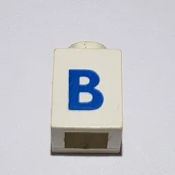 Brick 1 x 1 with Blue 'B' Print (Bold Font) / White