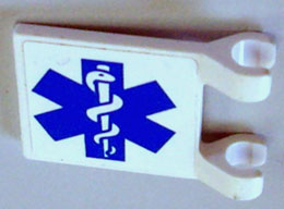 Lego Flag 2 x 2 Square with Flat Edge with EMT Star of Life Pattern on Both Sides (Stickers) - Set 3312
