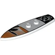 Sports Surfboard Standard with Palm Tree and Flower Print / White