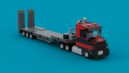 low boy trailer with sleep cab truck