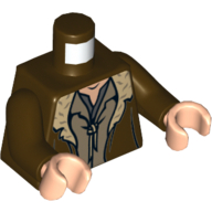 Lego Torso Coat with Tan Fur Trim and 2 Shirts Print, Dark Brown Arms, Light Nougat Hands / Dark Brown