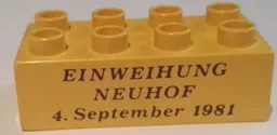 Duplo, Brick 2 x 4 with Einweihung Neuhof 4. September 1981 Pattern