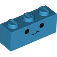 Brick 1 x 3 with Face, Smile, Black Eyes Print / Dark Azure