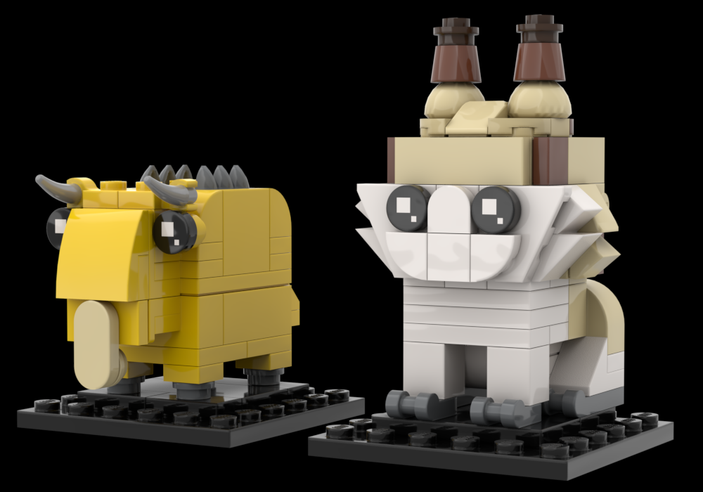 Lego Puffer Pig and Loth Cat Brickheadz