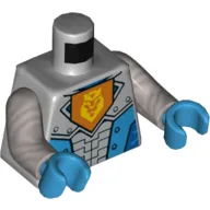 Torso Armor with Orange Emblem with Yellow Crowned Lion and Dark Azure Panels Print, Flat Silver Arms, Dark Azure Hands