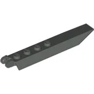 Hinge Plate 1 x 8 Locking with Angled Side Extensions, Rounded Plate Underside, 9 Teeth / Dark Gray