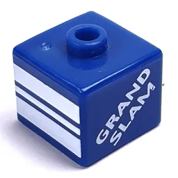 Pen Bead, Square with 'HOME RUN', 'GRAND SLAM' and White Stripes Print / Blue