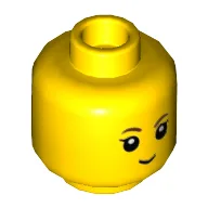Minifig Head Ava, Brown Eyebrows, Eyelashes, Slight Smile Print [Hollow Stud] / Yellow