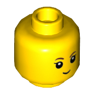 Lego Minifig Head Ava, Brown Eyebrows, Eyelashes, Slight Smile Print [Hollow Stud] / Yellow