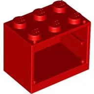 Cupboard 2 x 3 x 2 with Solid Studs / Red