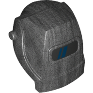 Lego Helmet Welding with Dark Blue Stripes on Black Visor Print