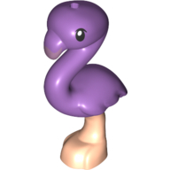 Lego Animal, Bird, Flamingo with Light Nougat Leg, Black Eye and Lavender Beak / Medium Lavender