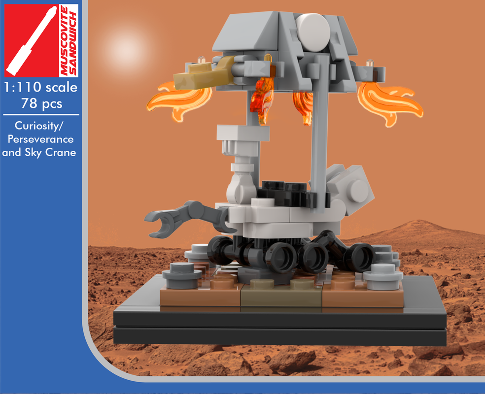 Lego Curiosity/ Perseverance rover + Sky Crane [1:110 scale]