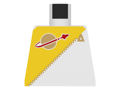 Lego Torso Futuron Uniform with Yellow Panel, Gold Zipper, and Classic Space Logo Pattern