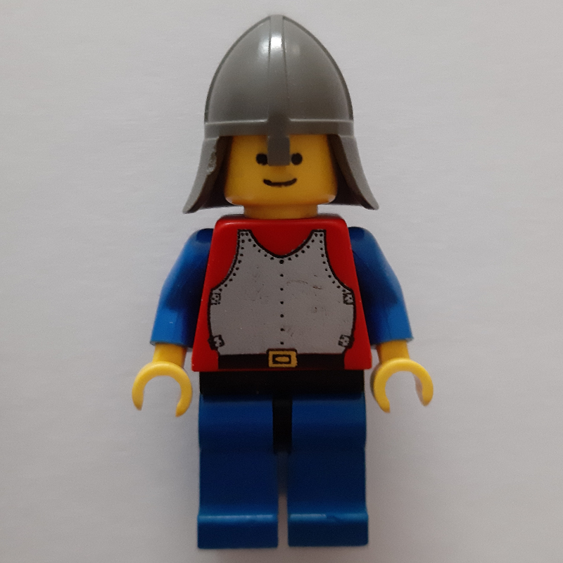 Lego Knight (Breastplate on Red) - Blue Legs, Dark Gray Neck-Protector