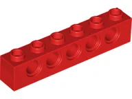 Technic Brick 1 x 6 [5 Pin Holes] / Red