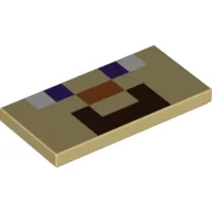 Tile 2 x 4 with Pixelated Face (Steve) Print / Tan