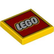 Tile 2 x 2 with LEGO Logo Type 2 Print / Yellow