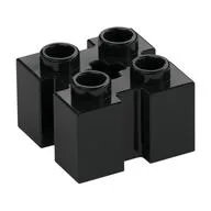 Brick Special 2 x 2 with Grooves and Axle Hole / Black