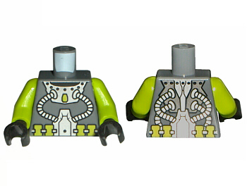 Lego Torso Atlantis Diver Two Hoses Pattern / Lime Arms / Black Hands