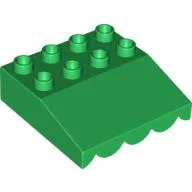Duplo Roofpiece Slope 33 4 x 4 with Awning Overhang with 9 Bottom Tubes / Green
