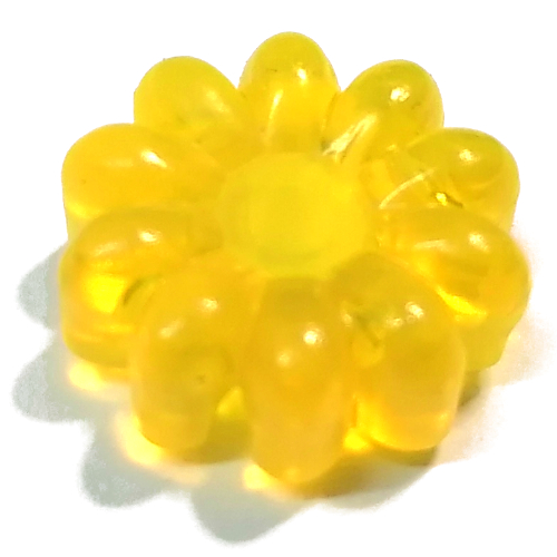 Lego Clikits Icon, Flower 2 x 2 Large, 10 Petals with Hole / Trans-Neon Yellow