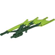 Lego Large Figure Shield, Half Ribbed Narrow with Marbled Lime Pattern / Dark Green