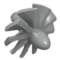 Jet Engine Fan with 10 Blades and Technic Pin / Light Gray