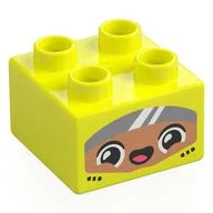 Duplo Brick 2 x 2 with Race Driver, Nougat Face, Dark Bluish Grey Visor Print
