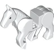 Lego Animal, Horse, Moveable Legs with Black Eyes Print / White