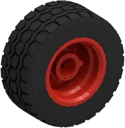 Wheel 30.4mm D. x 20mm with No Pin Holes and Reinforced Rim with Black Tire 49.5 x 20 (56145 / 15413) / Red