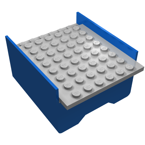 Lego Boat Hull Section, Middle 6 x 8 x 3 1/3 with Light Gray Deck / Blue