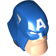 Lego Large Figure Head Captain America with Light Nougat Face Print / Blue