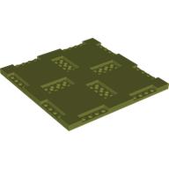 Lego Plate Special 16 x 16 x 2/3 with Eight Recessed Edges with 1 x 4 Studs and Four Recessed Centers with 2 x 4 Studs / Olive Green