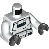 Lego Torso Armor, Stormtrooper with Belt, Green Buttons Print, White Arms, Black Hands / White