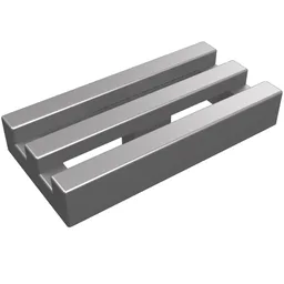 Tile Special 1 x 2 Grille with Bottom Groove / Flat Silver