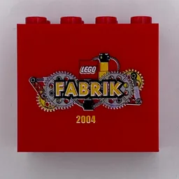 Brick 2 x 4 x 3 with 'LEGO FABRIK 2004' Print / Red
