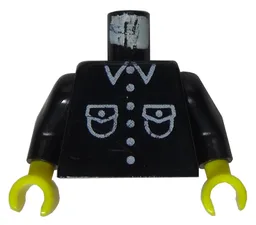 Torso Shirt with White Pockets, Buttons, and Collar Pattern / Black Arms / Yellow Hands