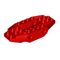 Lego Brick Special 4 x 10 x 1 With 2 Wedges, Pin Holes, 4 x 2 Recessed Center / Red